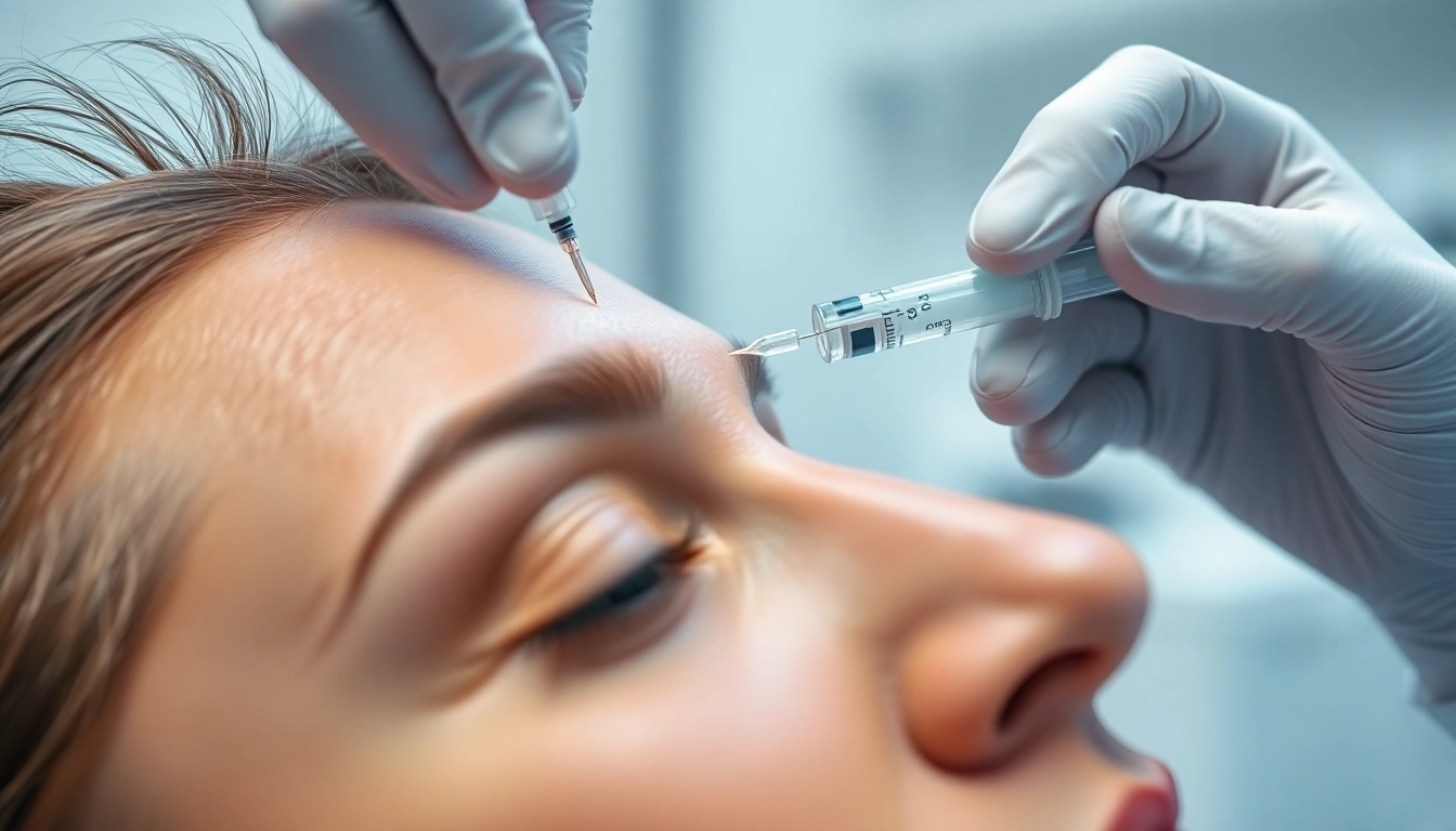Botox Behandlung: Skilled clinician performs a precise injection for smooth facial skin with professional care.