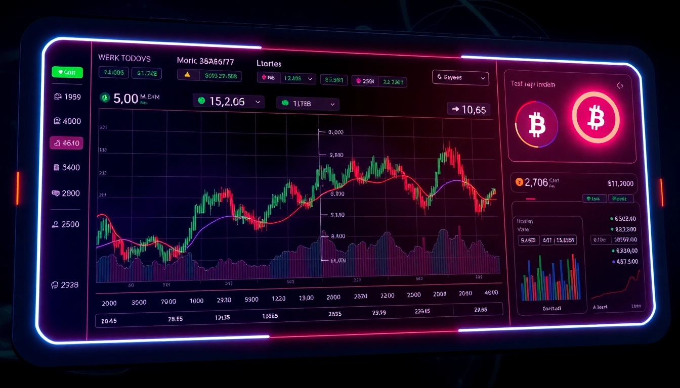 Aicoin blockchain trading platform with real-time market analysis and bright visualizations for